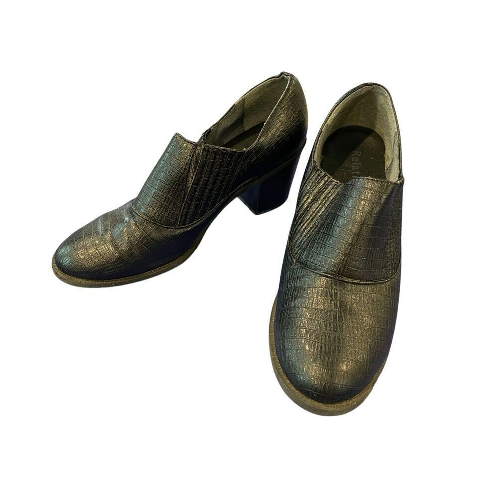 Relativity Black Textured Block Heel Loafers Women’s Size 8M Shoes Workwear Work
